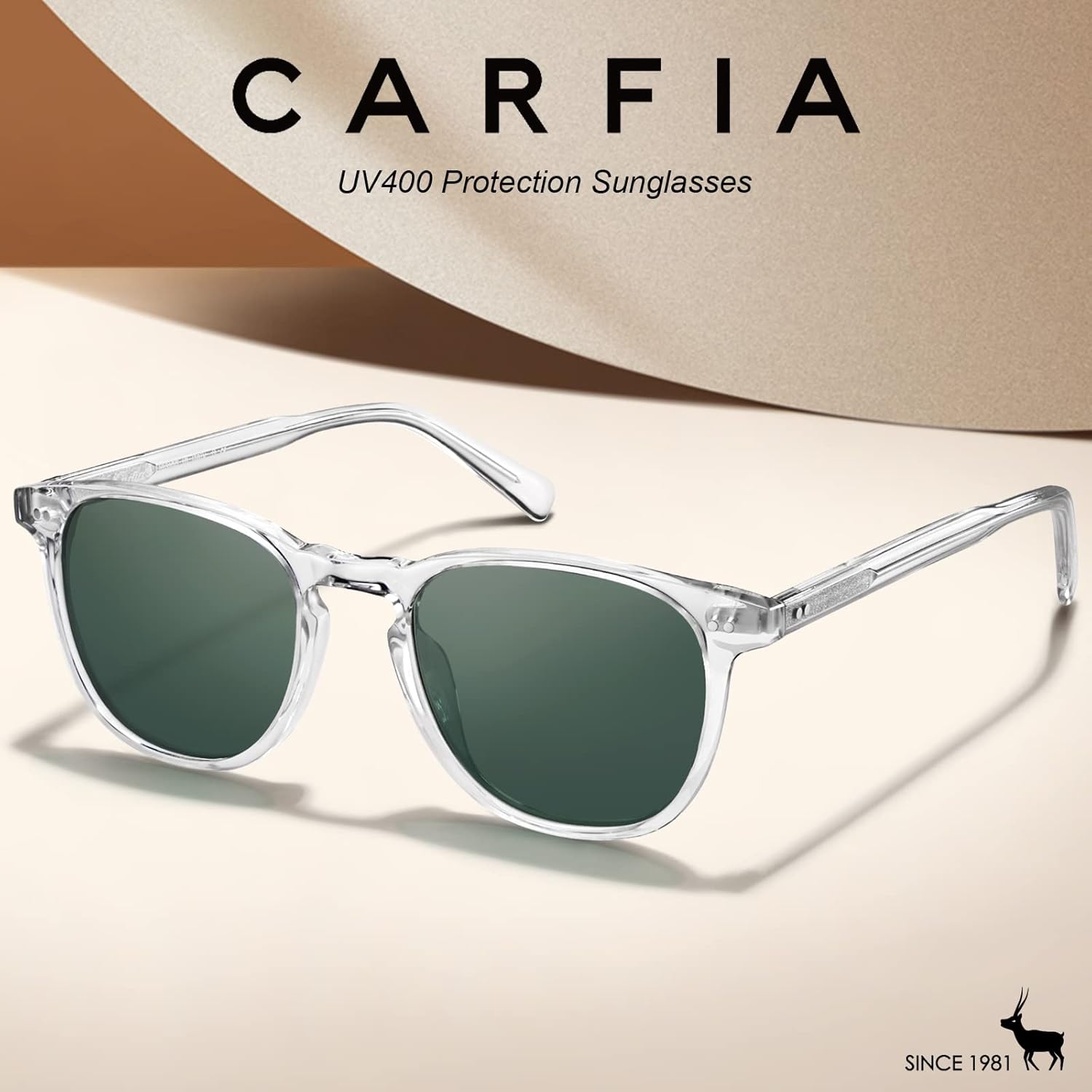 CARFIA Retro Polarized Sunglasses for Women Small and Medium Face UV Protection, Handcrafted Acetate Frame Sunnies CA5285 - Image 2