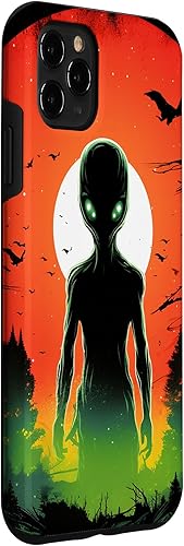 Vista 27 de iPhone 14 Pro Cute Green Alien Head UFO Space Face Alien Case