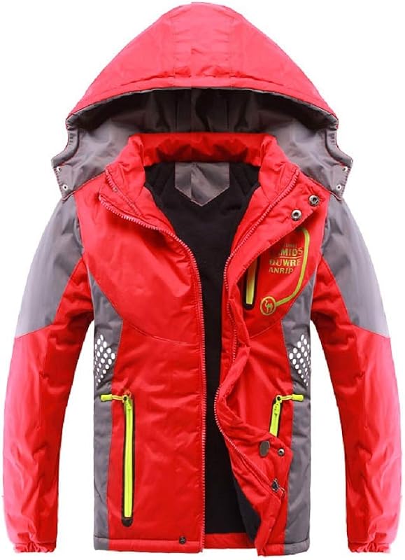 Vinmin Boys Winter Fleece Lined Hooded Jacket, Outdoor Casual Warm Coat | Cozy Soft Windproof Zip Up Insulated Outerwear, Little & Big Kids Daily School Wear for Spring Fall & Cold Weather