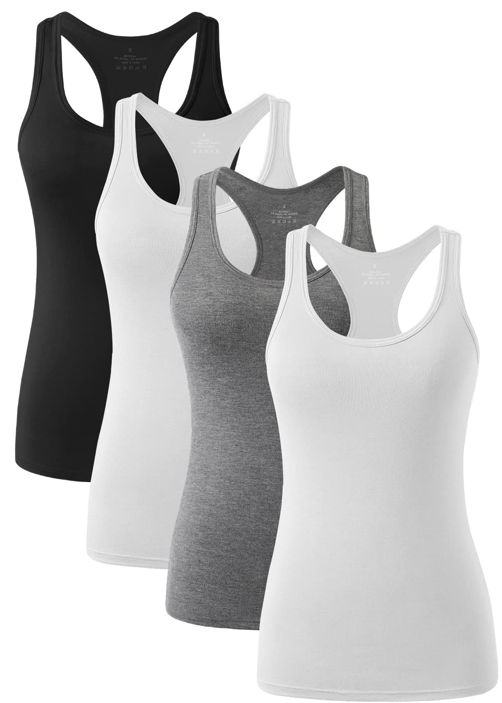ROSYLINE Racerback Tank Tops for Women Workout Yoga Tanks Cami with Scoop Neck Activewear Undershirts 3-4 Pack