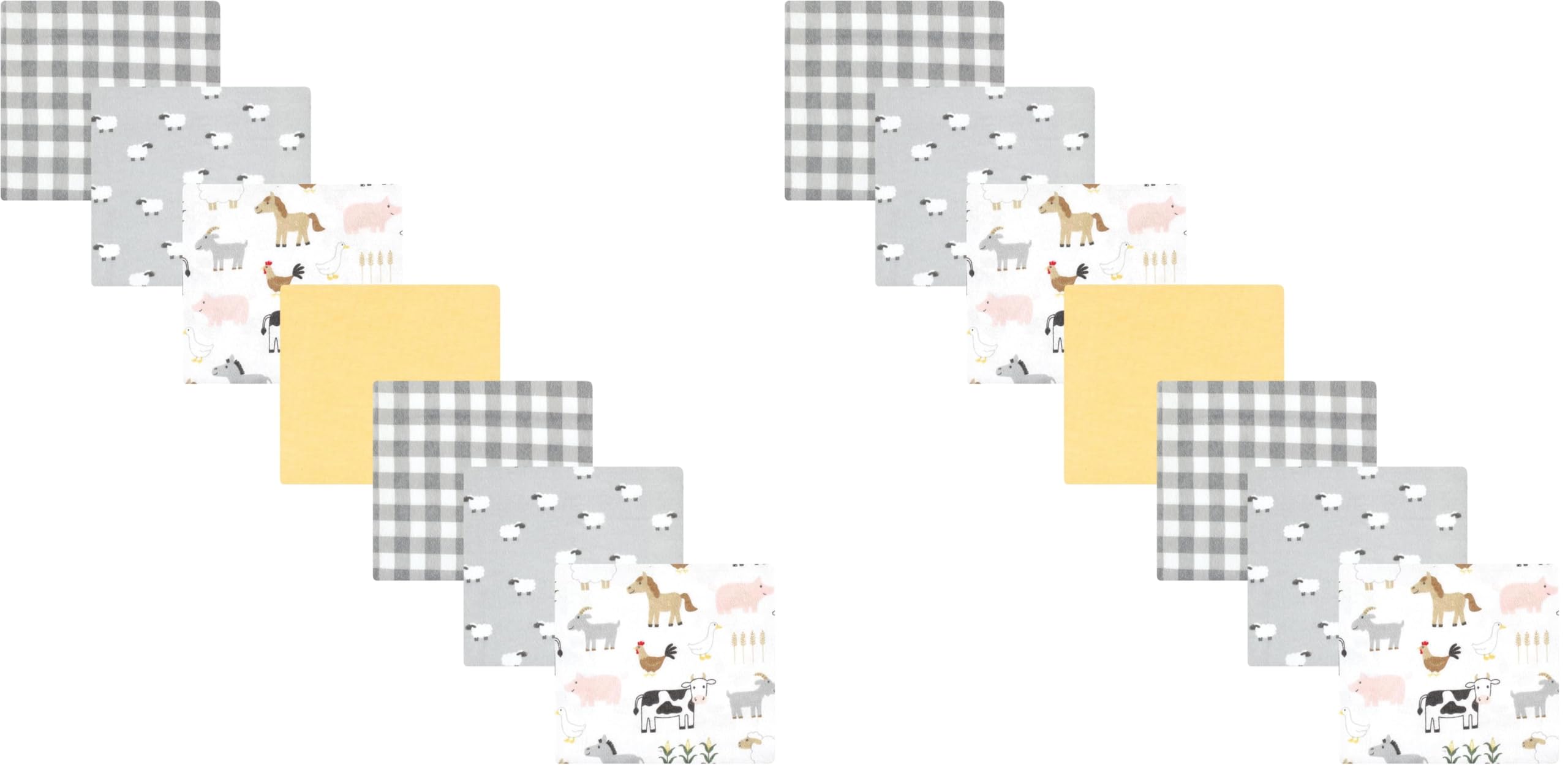 Hudson Baby Unisex Baby Cotton Flannel Receiving Blankets Bundle, Cute Farm, One Size (Pack of 2)