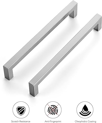 Miniatura 8 de Ravinte - Paquete de 25 tiradores cuadrados para gabinete de cocina de 7.5pulgadas, níquel satinado, tiradores de cajón, níquel cepillado herrajes