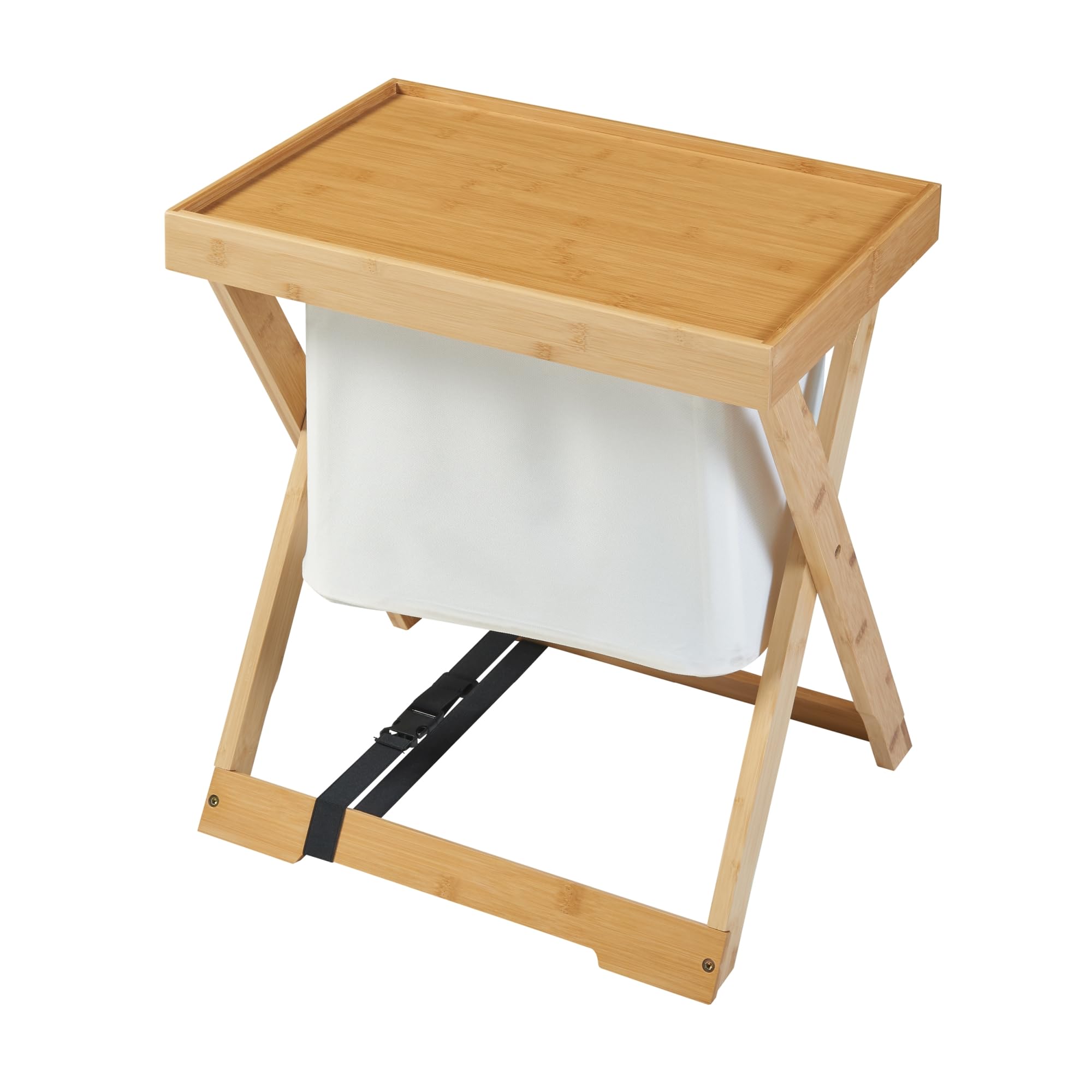 [en.casa] Tavolino Pieghevole da Esterno Interno Tavolino in Bambù con Piano e Contenitore Rimovibili Tavolino da Caffè 53 x 48 x 32 cm
