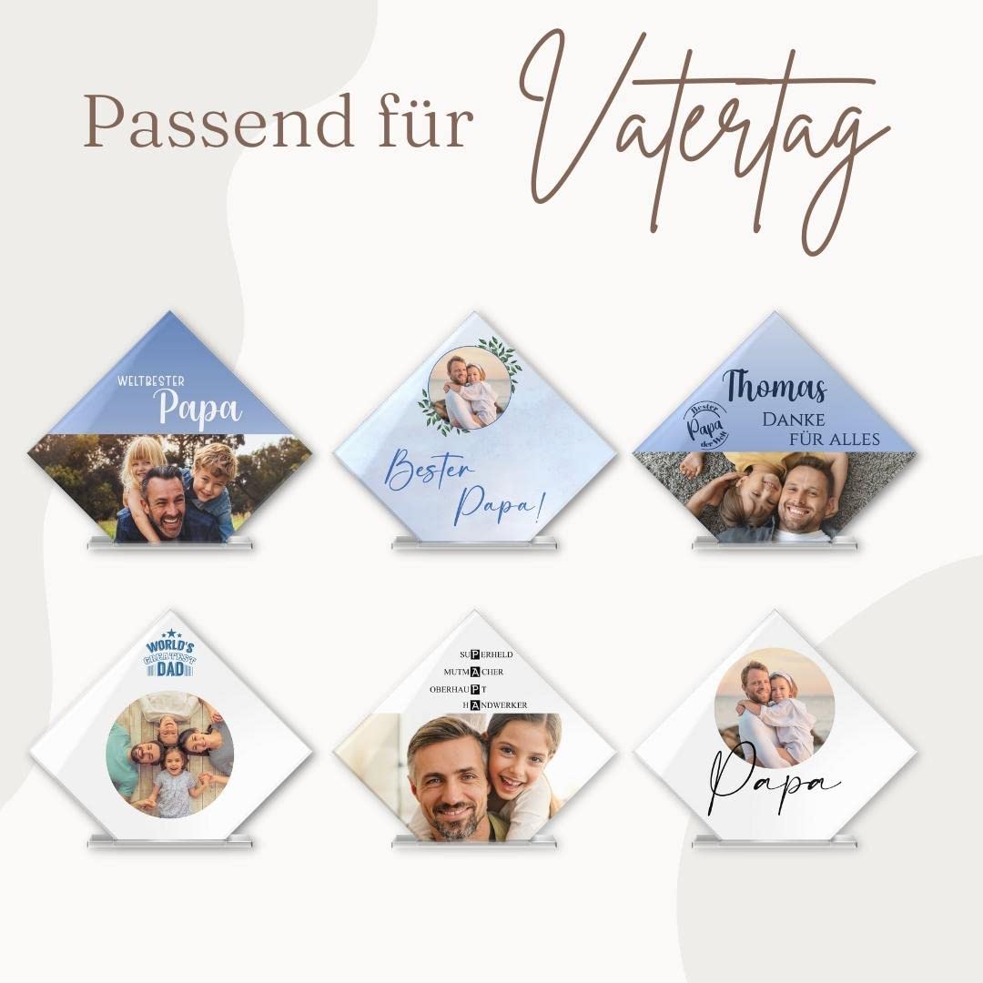 CHRISCK design Acryl Glasbild Fotoständer als besonderes Geschenk Muttertag - Geburtstagsgeschenk - Fotogeschenk für Freund Freundin Familie Paare Mama - Fotoaufsteller Bild