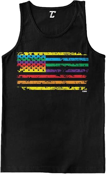 Rainbow American Flag - Gay Pride LGBTQ Mens Tank Top
