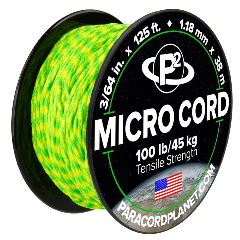 Paracord Planet Micro Paracord – Thin Braided Cord for Crafting, Fishing, and DIY Projects in 125 ft Spools – Dayglow — image 1