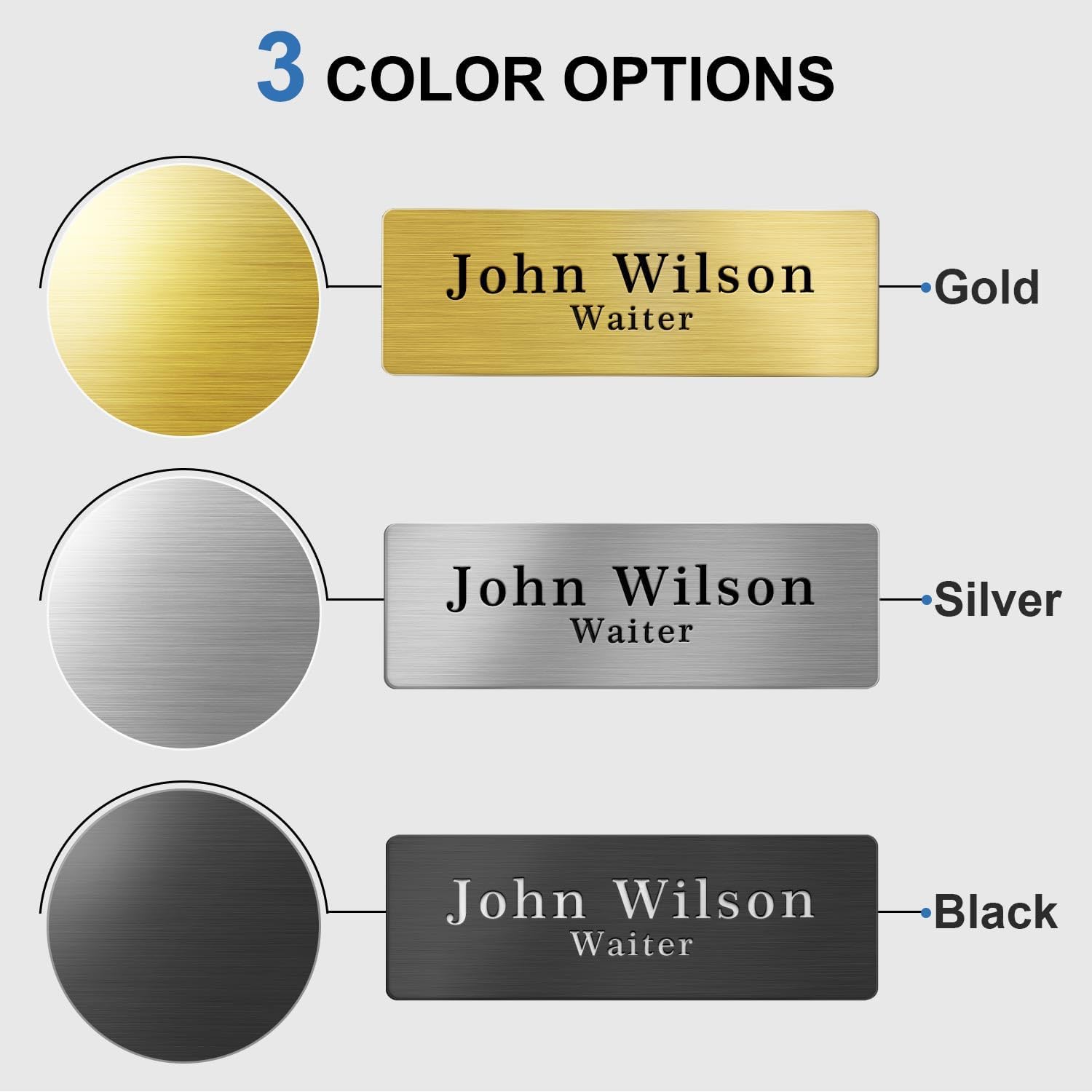 Blank Magnetic Name Tags 25 Pack, 1 x 3 in Name Tags for Clothes, Stainless Steel DIY Name Badges with Strong Magnetic Backing, School Office Supplies, Gold - Image 3