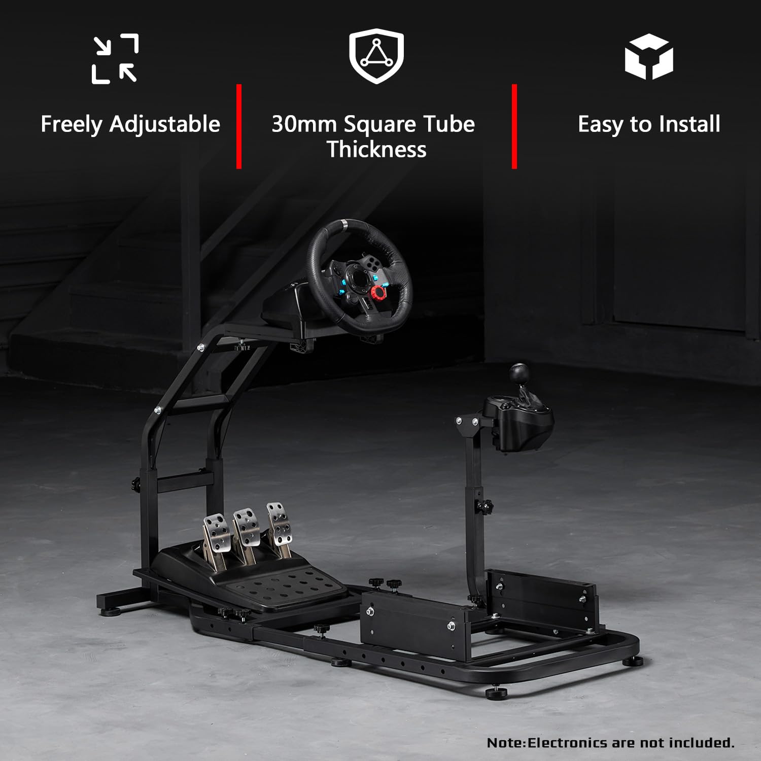 Dardoo Racing Simulator Cockpit Einstellbar Passend für Logitech G27 G29 G920 G923, für Thrustmaster T300, für Fanatec Driving Steering Wheel Stand Gaming Frame, Nicht enthalten Rad, Pedal und Sitz