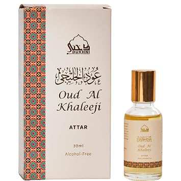 Dukhni Oud Al Khaleeji Attar Oil 30ml Zesty Oud Aroma | Muslim Gifts | Arabian Oudh Attar Perfume Oil for Men & Women | Non-Alcoholic, Long Lasting, Vegan, Travel Friendly Rollerball Perfume