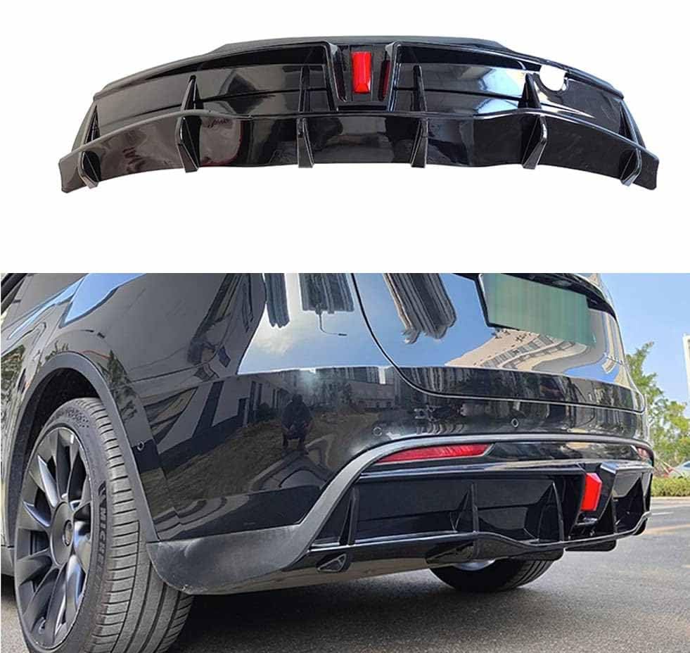 Tylny zderzak samochodowy Dyfuzor warga do Tesli Model Y 2021+, dolne tylne spojlery podwozie Anti Crash Protector Splitter ABS Akcesoria