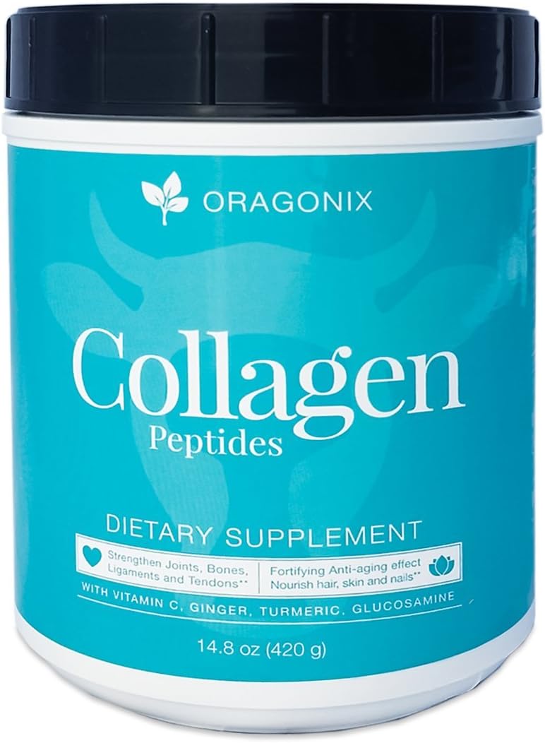 Oragonix Collagen Peptides Powder Grass-Fed Blend with Turmeric Ginger Glucosamine and Vitamin C