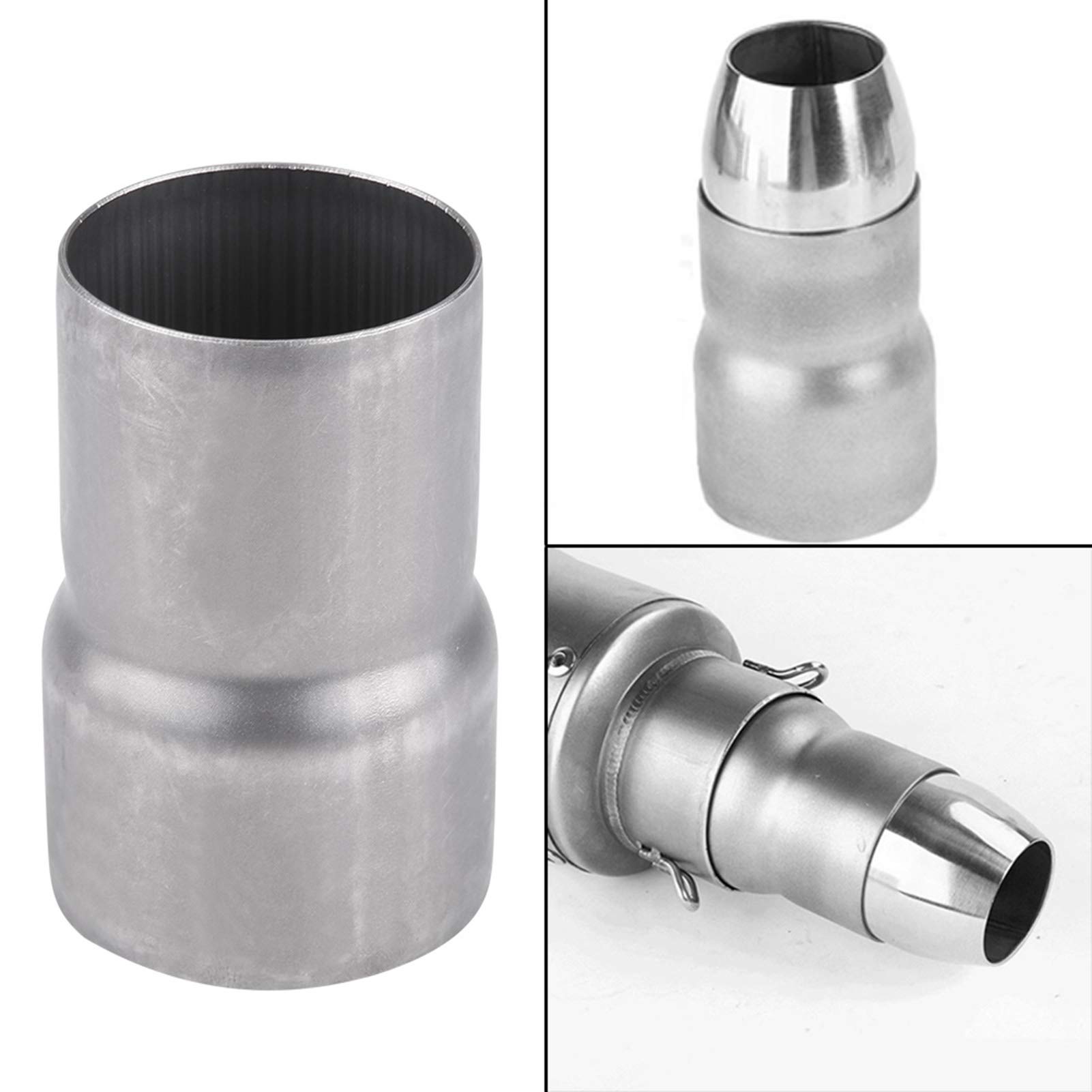 Adaptador de escape, conector de silenciador reductor de adaptador de tubo de escape de motocicleta de 51 mm a 60 mm, acero inoxidable
