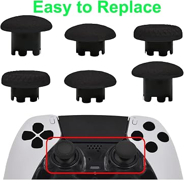 Replaceable Thumbstick Cap for PS5 DualSense Edge Controller, Replaceable Thumb Stick for PS5 DualSense Controller, Thumbstick Joystick Kit Replacement for PS5 Dualsense Controller Black