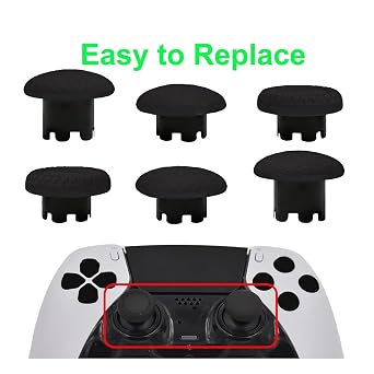 6 Pcs Thumbstick Caps for PS5 DualSense Edge Controller Joysticks(Black)