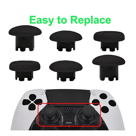 6 Pcs Thumbstick Caps for PS5 DualSense Edge Controller Joysticks(Black)