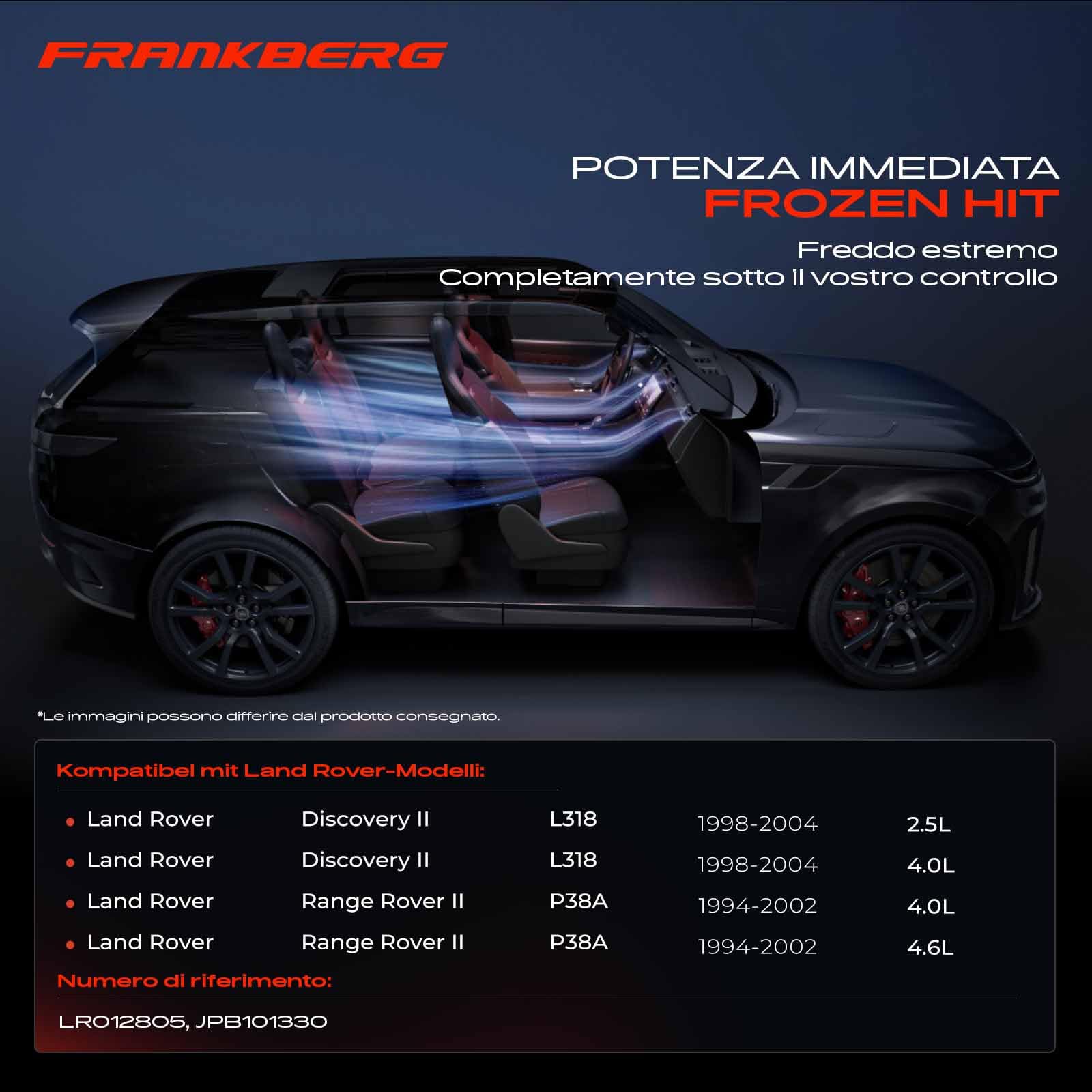 Frankberg Compressore dell'aria condizionata con frizione Compatibile con Defender L316 2.5L Discovery II L318 2.5L 4.0L R.a.n.g.e R.o.v.e.r II P38A 3.9L 4.0L 4.6L LR012805, olio preconfezionato