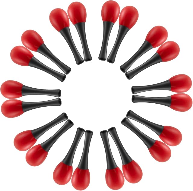 TIGER MAR28-10-RD Mini Egg Maracas - Childrens Percussion Shaker Instrument - Red - Pack of 10 Pairs