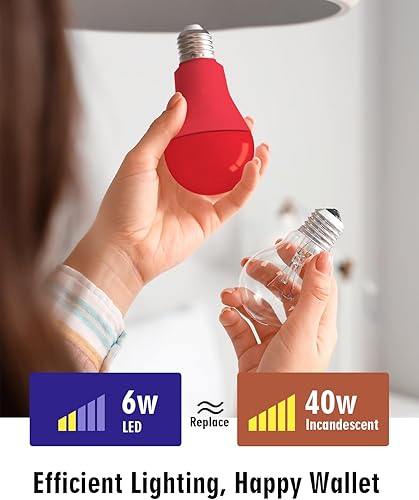 Miniatura 4 de Bombilla naranja, 9 W (equivalente a 60 W), bombilla LED naranja base E26, decoración de fiestas, porche, iluminación del hogar, iluminación