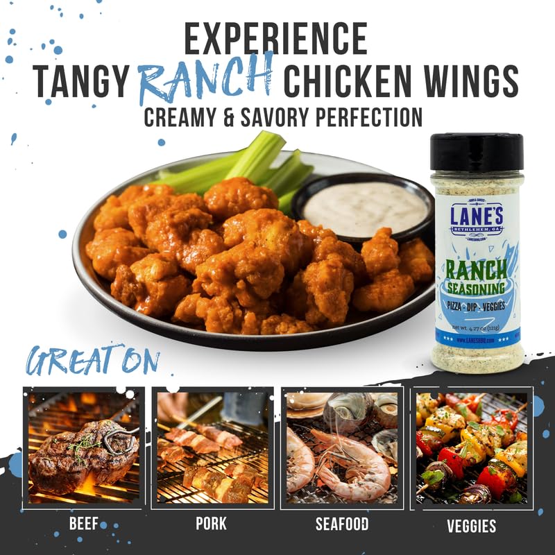 Miniatura 4 de Lane's Ranch - Condimento de alas de pollo, polvo de condimento rancho totalmente natural, perfecto para papas fritas, pizza, salsas y masajes de
