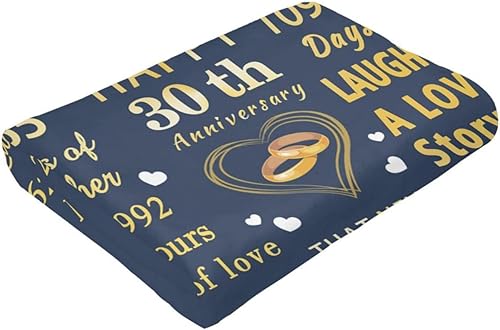 Miniatura 6 de Manta de 30 aniversario  Manta de aniversario de boda 30  Manta de aniversario de boda 30 para parejas, padres y abuelos, 60 x 50 pulgadas