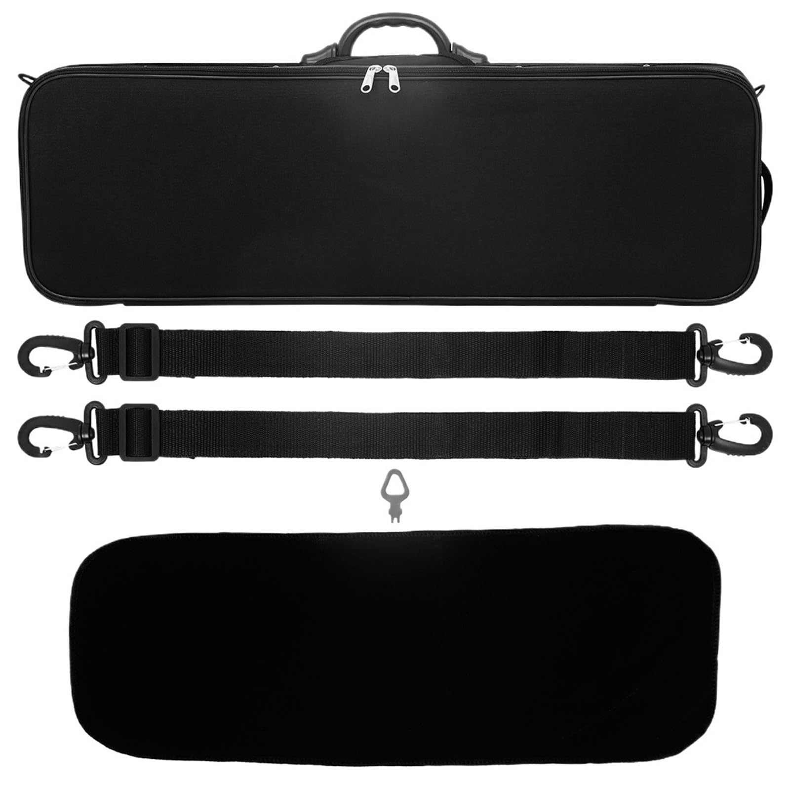 Geigenkasten 4/4 Violinenkoffer, schwarzer Oxford-Stoffschaum, quadratisch, mit Hygrometer-Schloss, Violinenteile & Zubehör