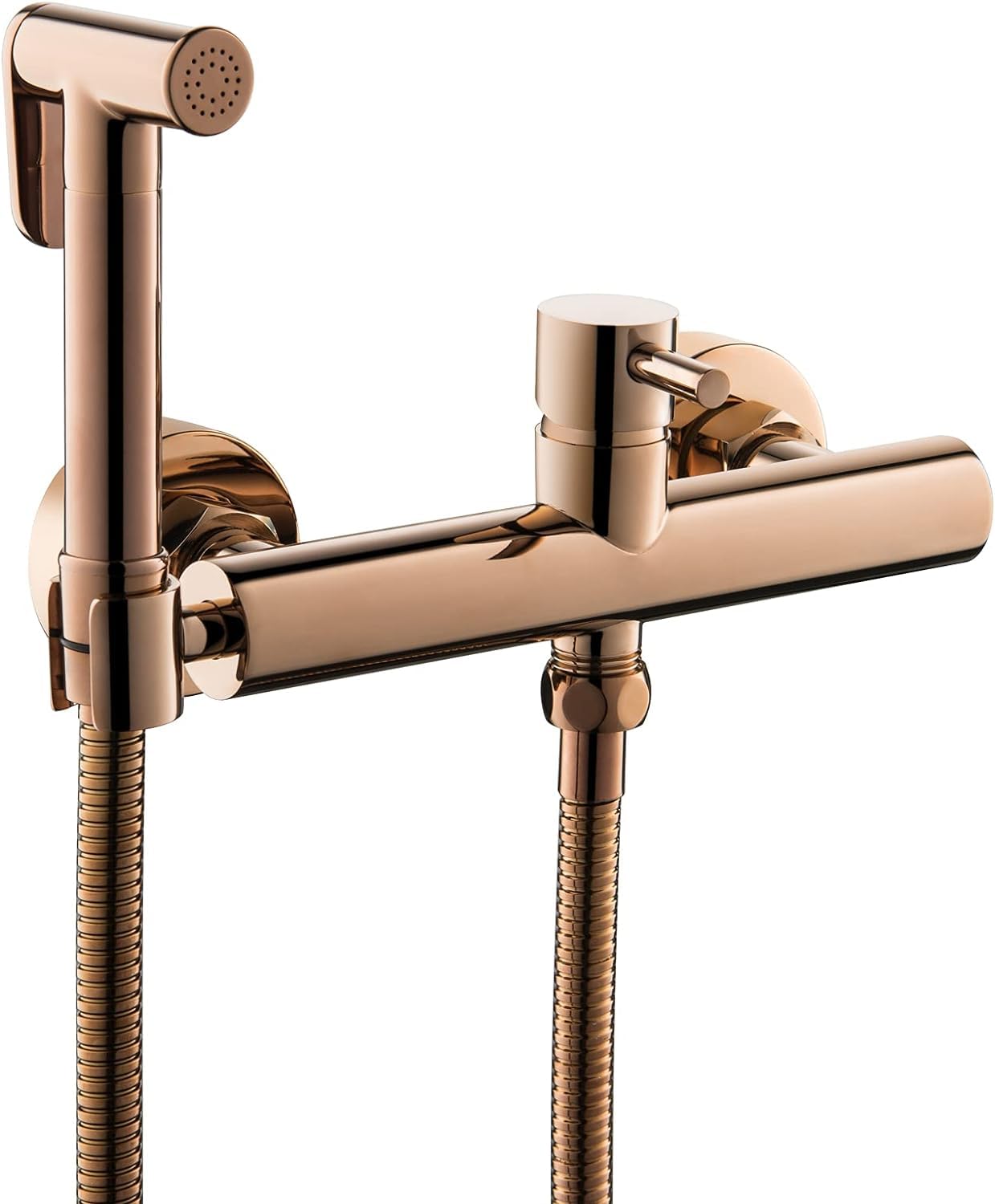 Handheld Bidet Sprayer Two Inlet and One Outlet Angle Valve Hot and Cold Water Toilet Shower Kit Brass