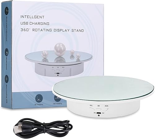 Miniatura 5 de JAYEGT Soporte de exhibición giratorio motorizado, carga de 7.87 pulgadas17.6 libras, tocadiscos giratorios eléctricos de 360 grados para productos