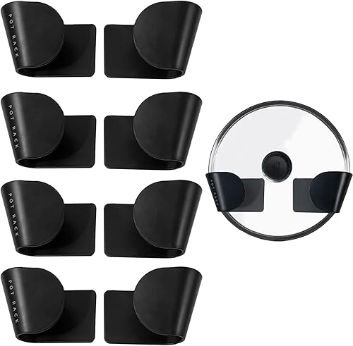 4 pares de organizadores universales para tapas de ollas para gabinetes, organizadores de tapas de sartén dentro de la puerta del gabinete de