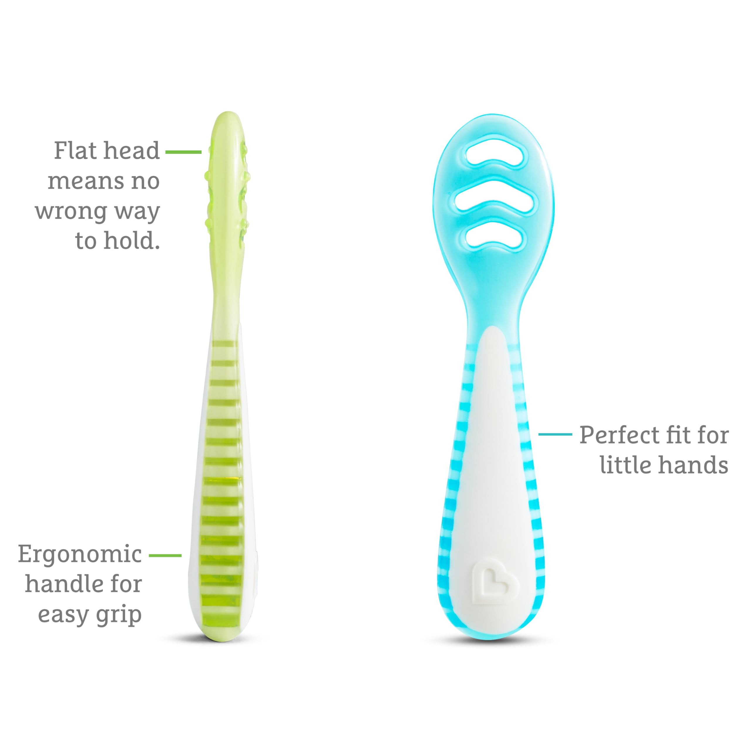 Munchkin Gentle Dip wielopoziomowa łyżeczka dla dzieci od 4 miesiąca życia | idealna dla niemowląt | ergonomiczny kształt | nie zawiera BPA | niebieska i zielona | 3 sztuki w opakowaniu