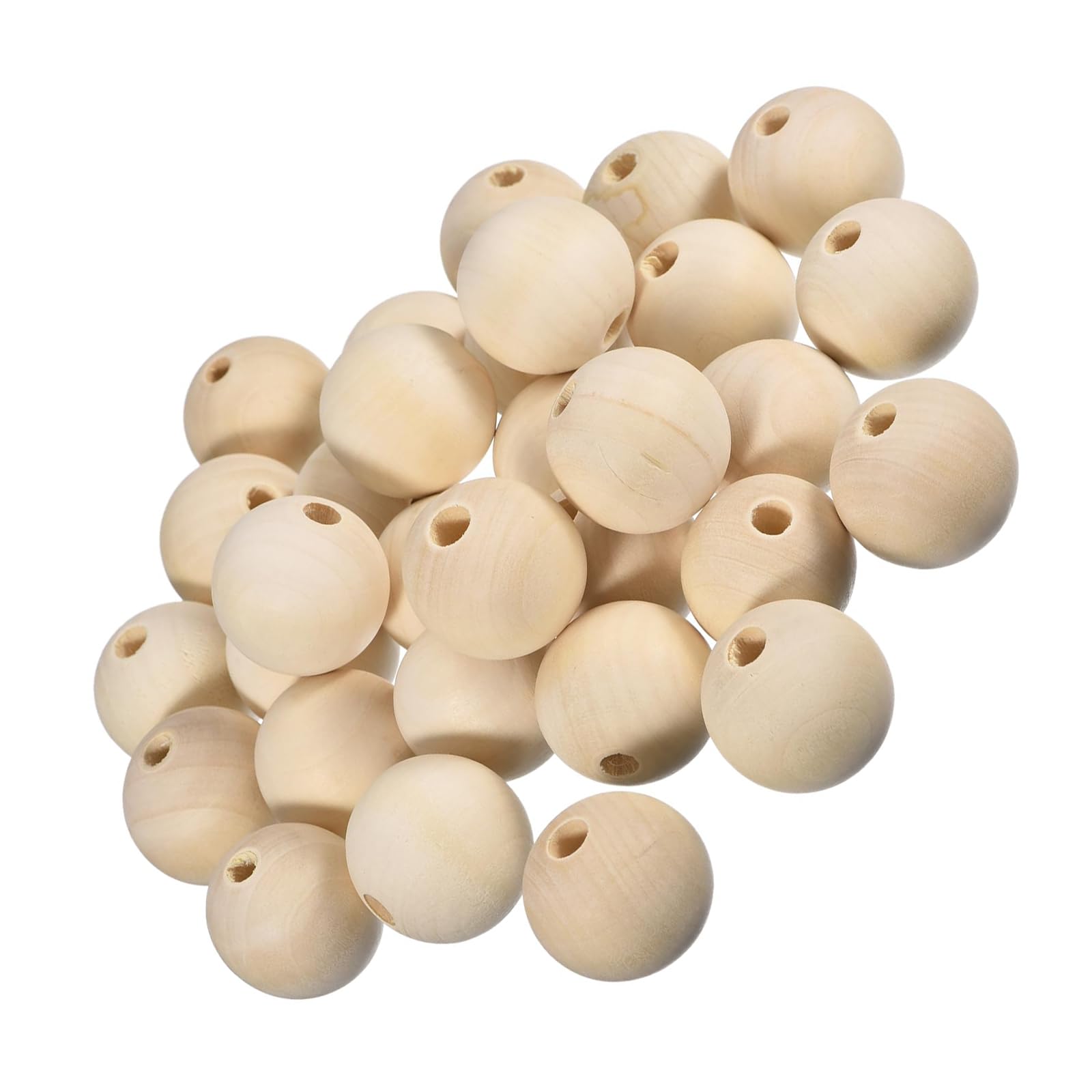 Unifizz 40Pcs 35mm Natural Round Wooden Beads with 7mm Holes, Unfinished Smooth Wood Spacer Beads for DIY Crafts, Jewellery Making, Home Decor & Party Decoration — image 1