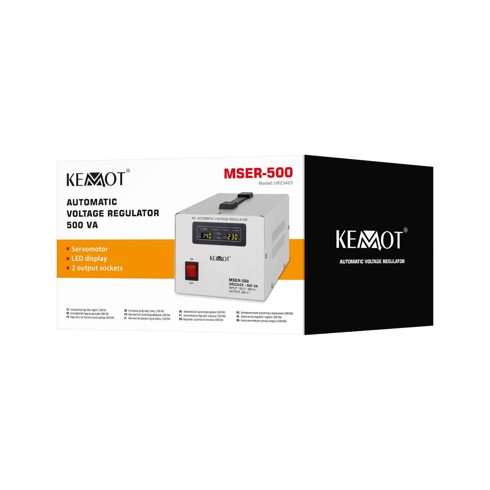 Régulateur de Tension Automatique Kemot Mser-500 (500 VA, servomoteur)