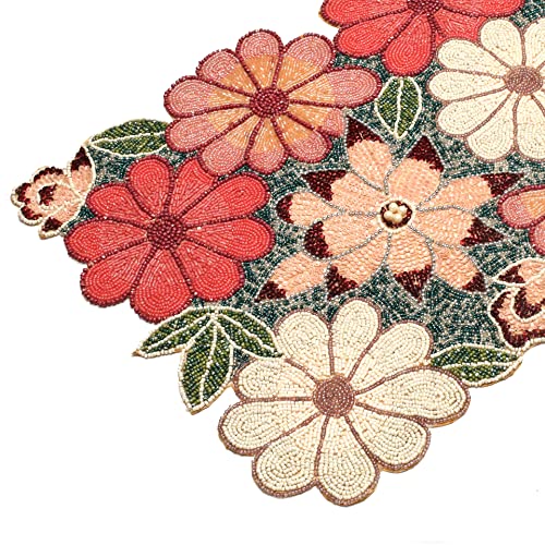 Best Cyber Monday 🔥 Beaded Table Runner 36inch, Glitz Table Runner,Decorative Table Runner,Farmhouse Table Runner,Rustic Bridal Shower Beaded Table Runner,beaded christmas table runner-13x36 Maroon, Silver,Nude Green
