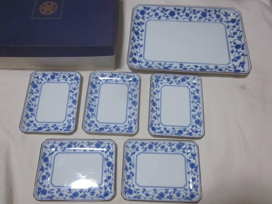 Amazon.co.jp: □橘吉□たち吉□ 染付草花□ 取り分け揃□長角皿