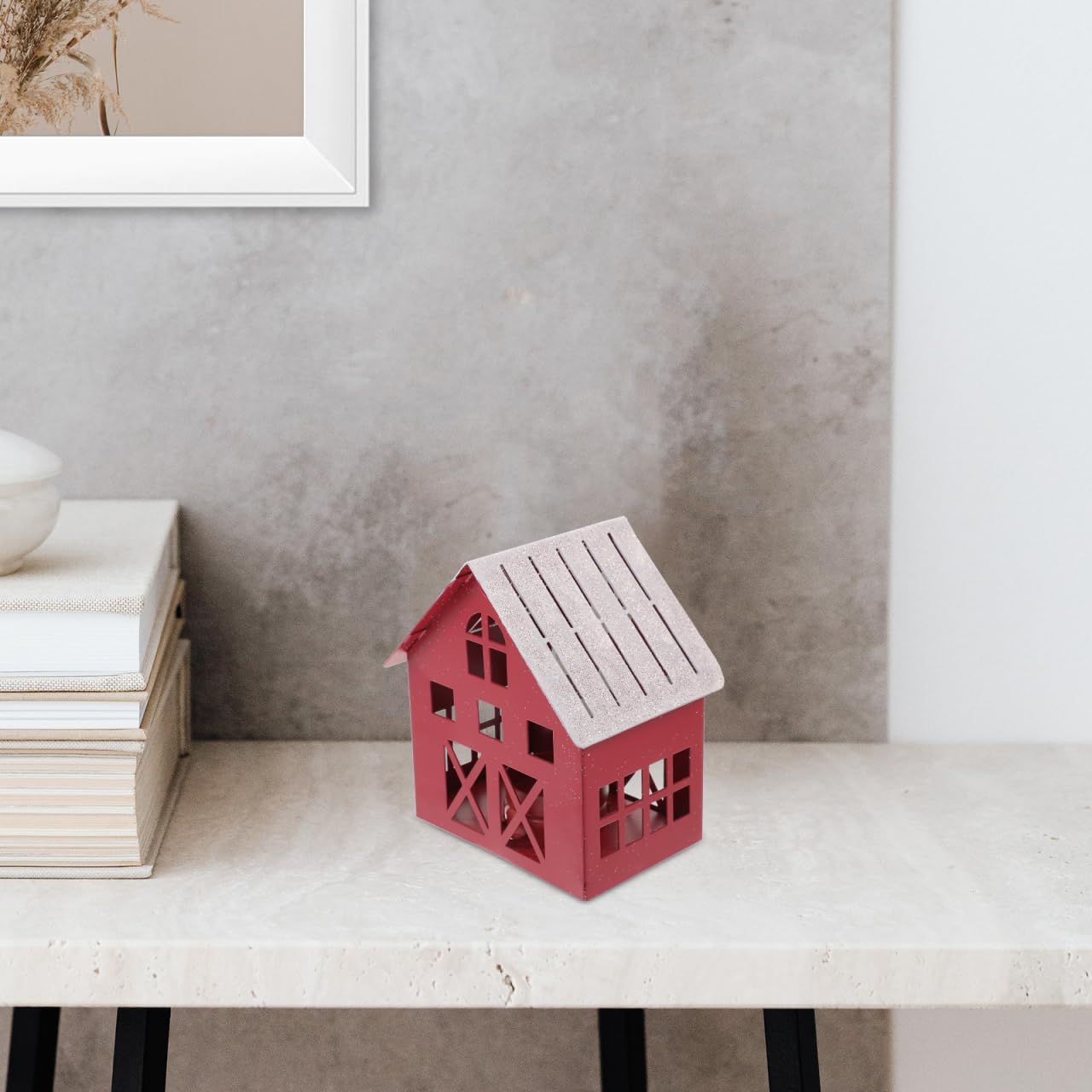ABOOFAN Christmas Village Houses with Tealight Holder Small Metal Christmas Houses Candle Holder for Farmhouse Home Holiday Xmas Decoration for Mantel Tabletop Room