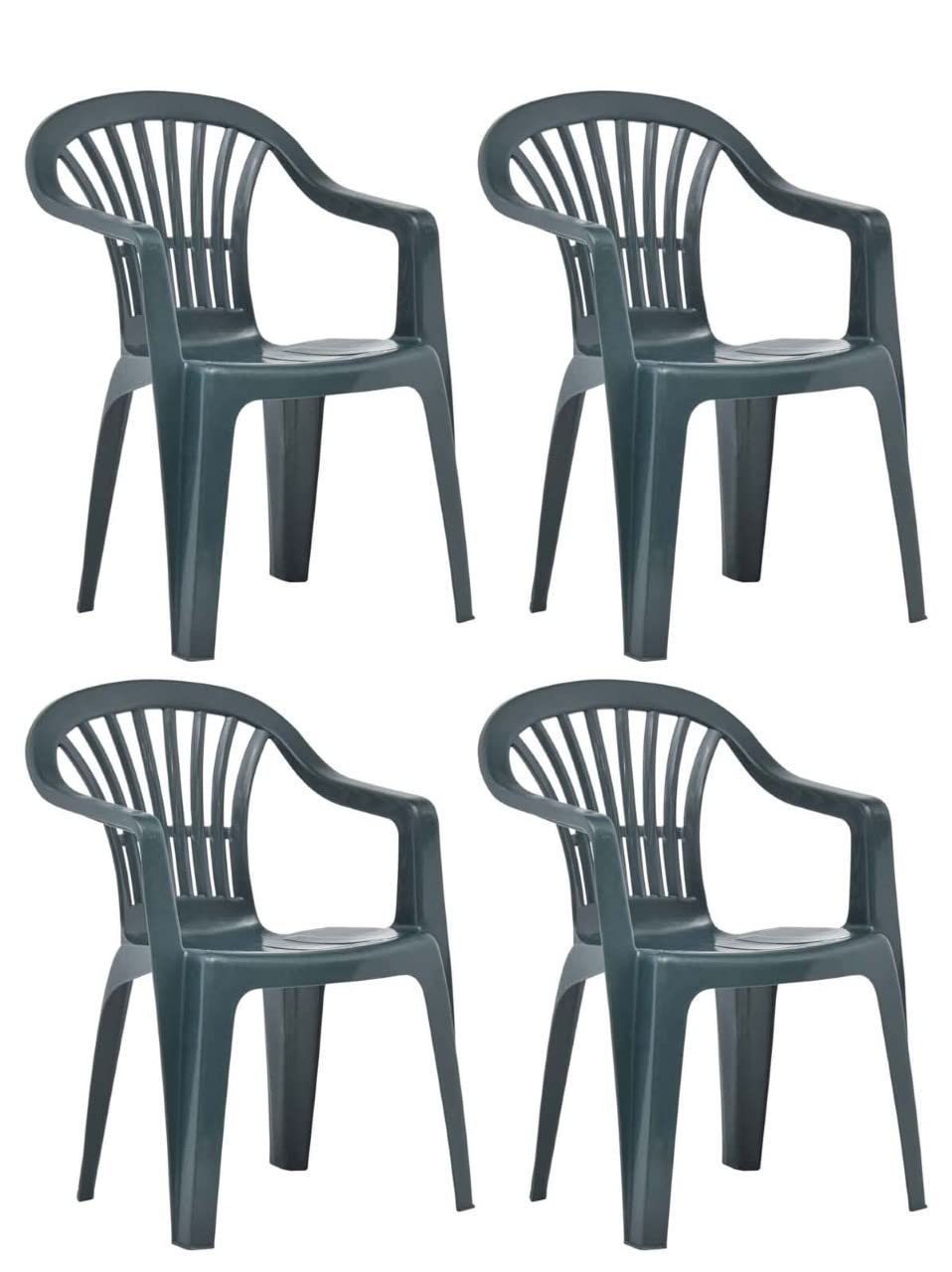 VTLยฎ 4 X Green Plastic Garden Chairs Low Back Seat Patio Partying Camping Stacking