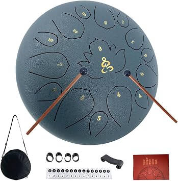 12 Inches 15 Notes Rain Drum for Outside,Steel Tongue Drum with Mallets & Storage Bag,Meditation Rain Chime for Adults,Friends,Family