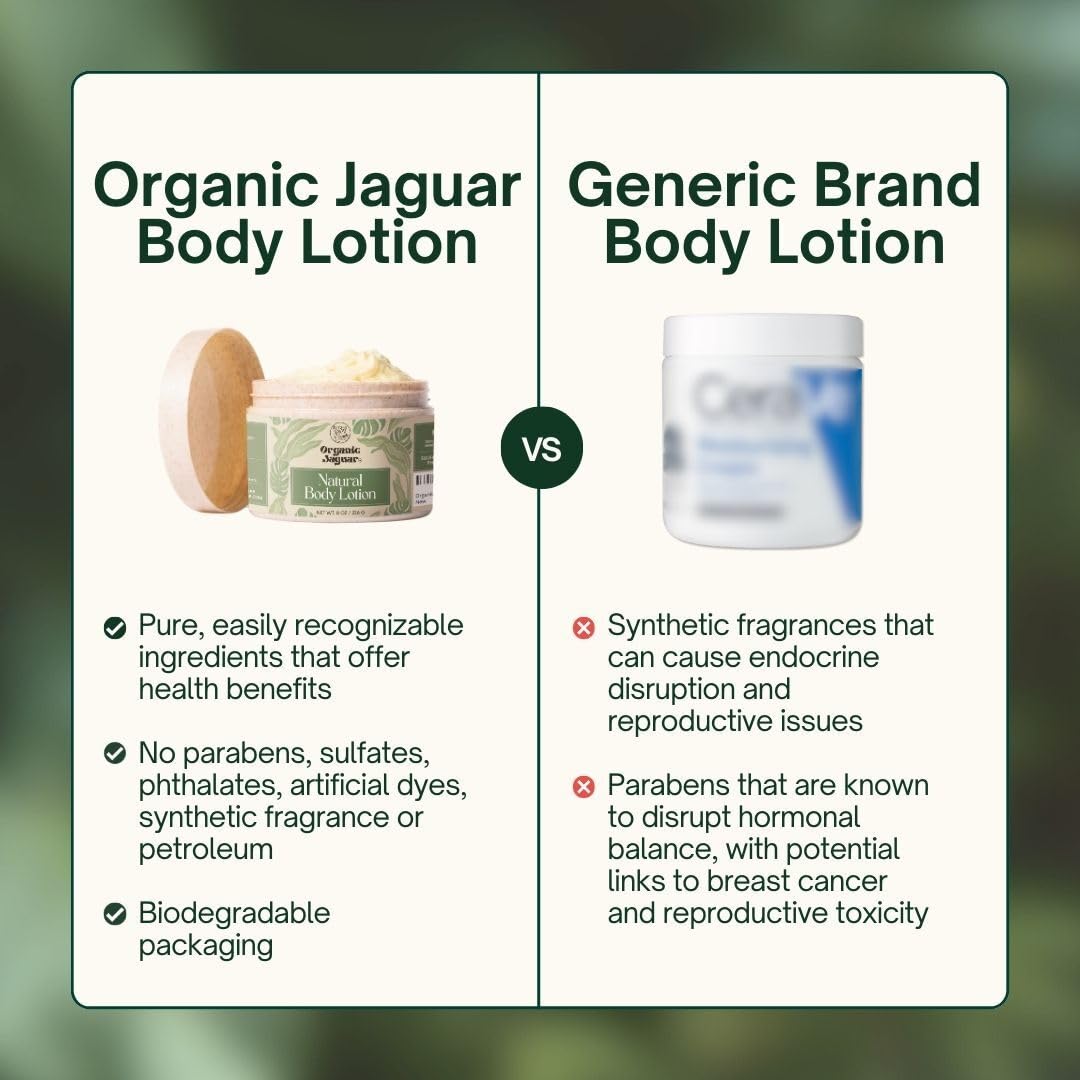 Organic Jaguar - Ingredientes puros y suaves: nuestra loción está hecha con ingredientes naturales como mantequilla de mango cruda, cera de abejas, aceite de oliva virgen extra y miel cruda para