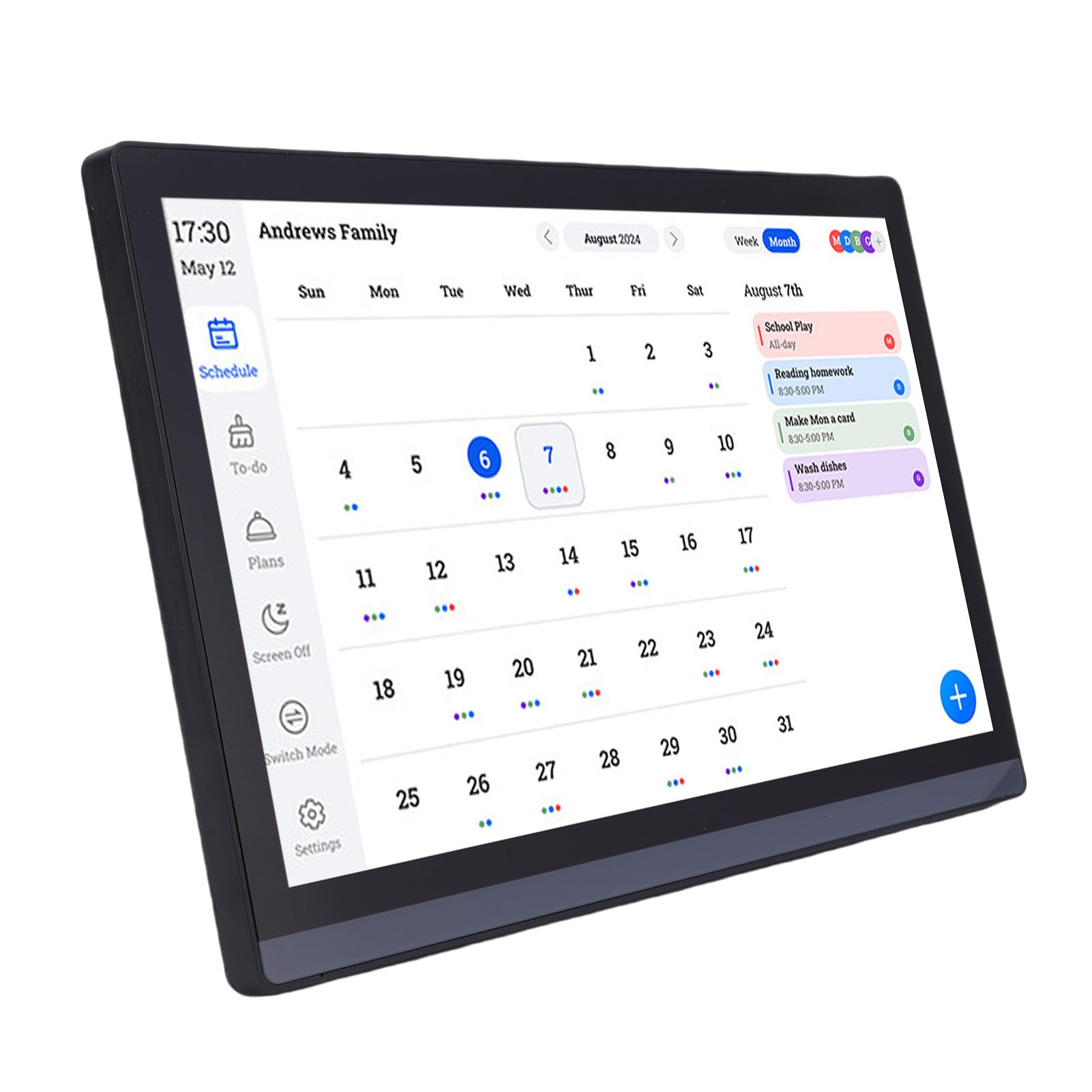 Garosa Calendario Elettronico Display HD da 17,3 Pollici Grafico dei Lavori Domestici per Uso Domestico e Coordinamento Familiare (Spina UE 100-240 V)