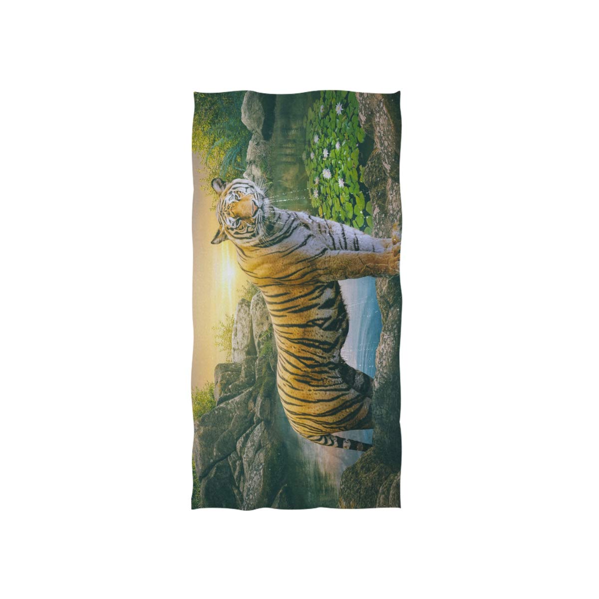 linomo Hand Towel African Wildlife Tiger Towel Cotton Face Towel Dish Towel for Kids Girls Boys Adult
