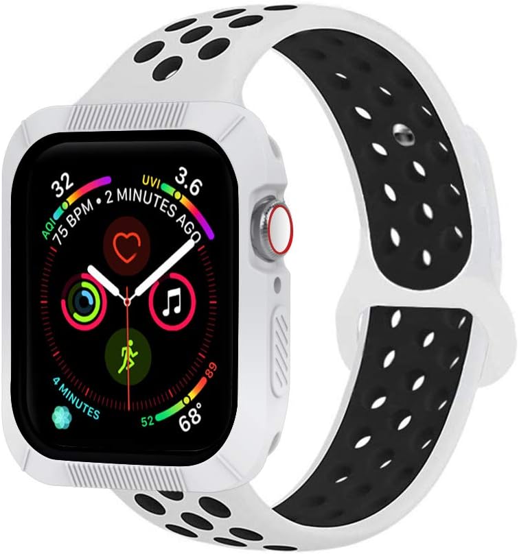 BRG Compatible with Apple Watch Band 38mm 42mm with Case, Shock-Proof Protective Case Silicone Sport Replacement iWatch Band Compatible with Apple Watch Series 3/2/1