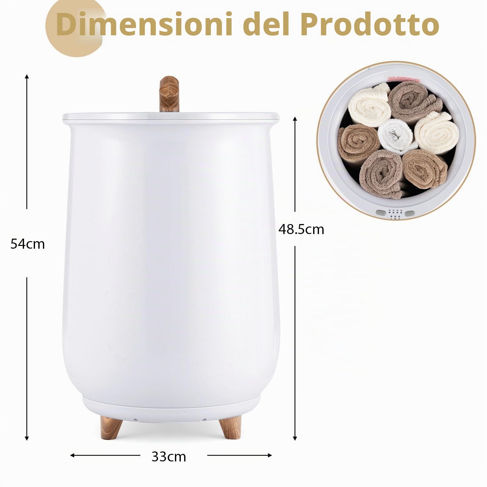 LIFEZEAL 23L Secchio Scaldasalviette Elettrico Bagno, 130℃, Rapido, Tempo e Temperatura Regolabili, Scalda Asciugamani, Salviette, Coperte, Vestiti, con Scatola Profumi, Auto-spegnimento (Bianco)
