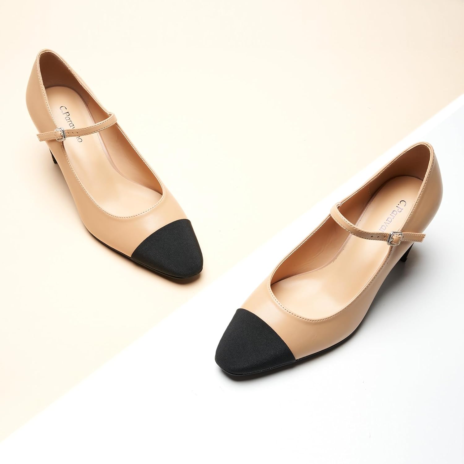 C.Paravano Women's Pumps | Chunky Heels for Women | Closed Round Toe Shoes | Low Heel Dress Shoes - Image 5