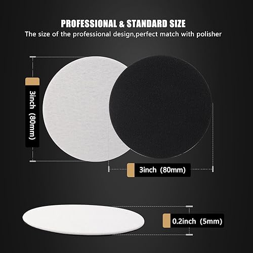 Miniatura 2 de SPTA - Almohadilla de pulido de vidrio, 5 unidades de 3 pulgadas (3.150 in), almohadilla de pulido de fieltro de lana de vidrio para automóvil, kit