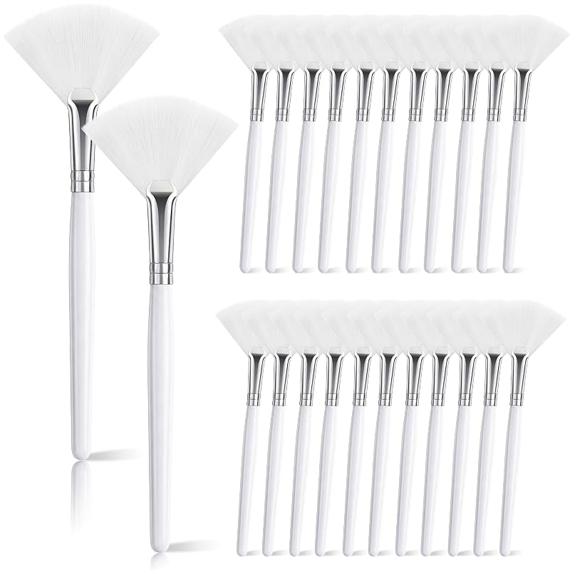 Generic Pincéis leque para o rosto, 24 unidades, brancos