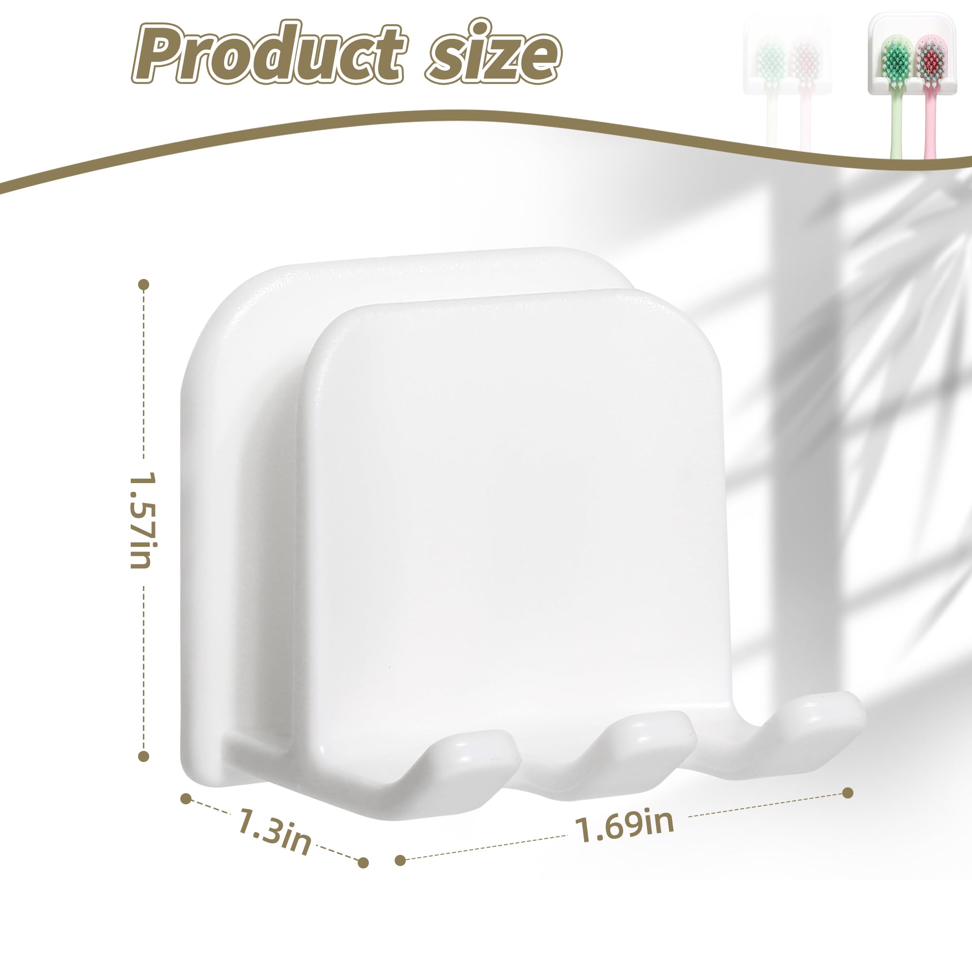 2-Piece Set of White self-Adhesive Wall-Mounted Waterproof Toothbrush Holders, Electric Toothbrush Holder for Bathrooms?Suitable for Bathroom Showers.