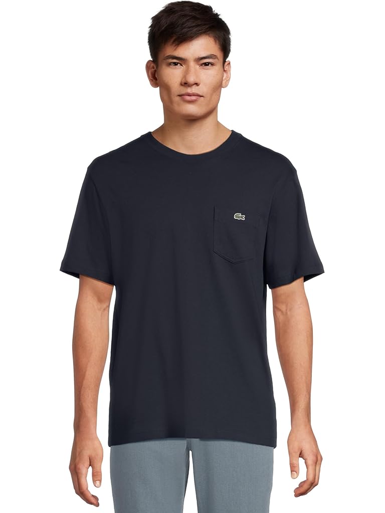 Navy Lacoste Cotton T-shirt With Breast Pocket