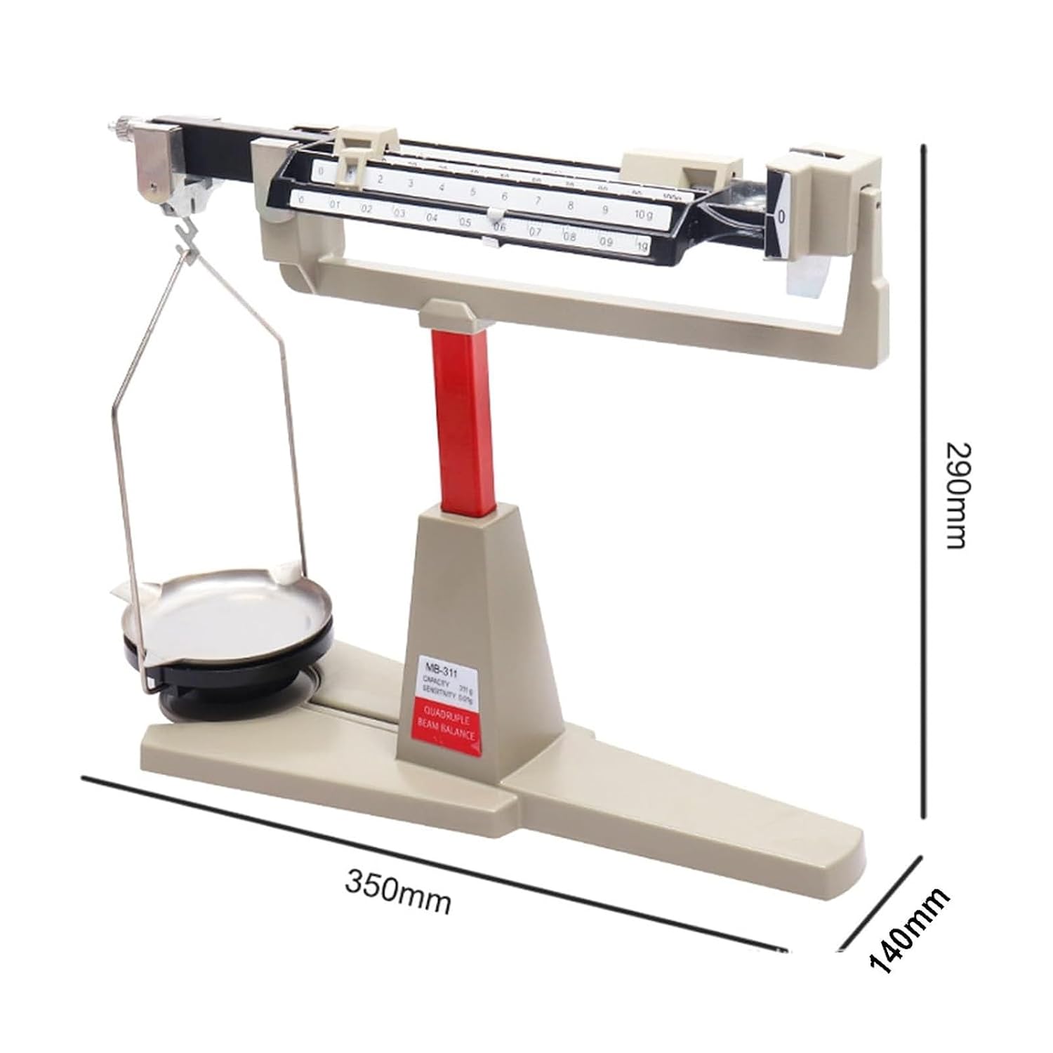 Mechanical Balance Scale, 0.01g-311g Weighing Range, 4 Rulers Beam, Lab Analytical Scale, 15cm Pallet, Accurate 0.01g Measurement, No Battery Required, Ideal for Laboratories