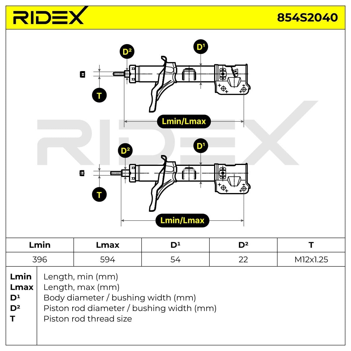 RIDEX 854S2040 2x Amortiguador Trasero Derecha Trasero Trasero Izquierda Compatible con HYUNDAI TUCSON JM