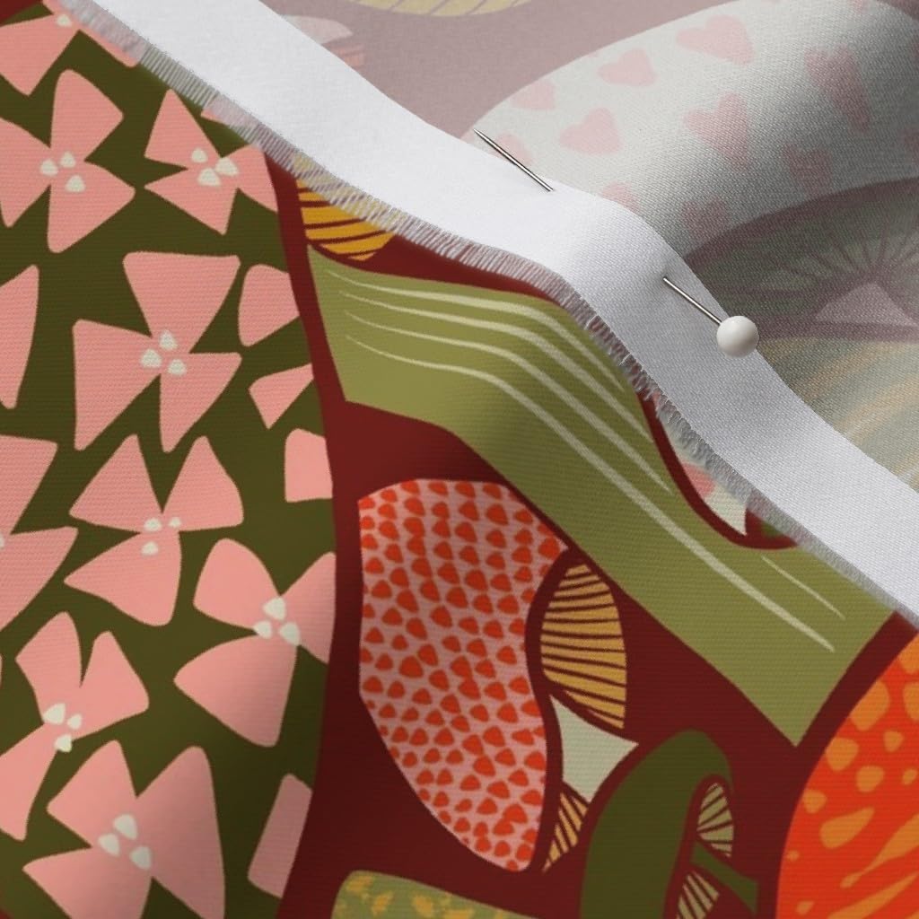 Spoonflower Fabric - Orange Psychedelic Hippie Groovy 70S Seventies 60S Sixties Mushrooms Printed on Organic Cotton Sateen Fabric by The Yard - Sewing Quilting Apparel Home Decor