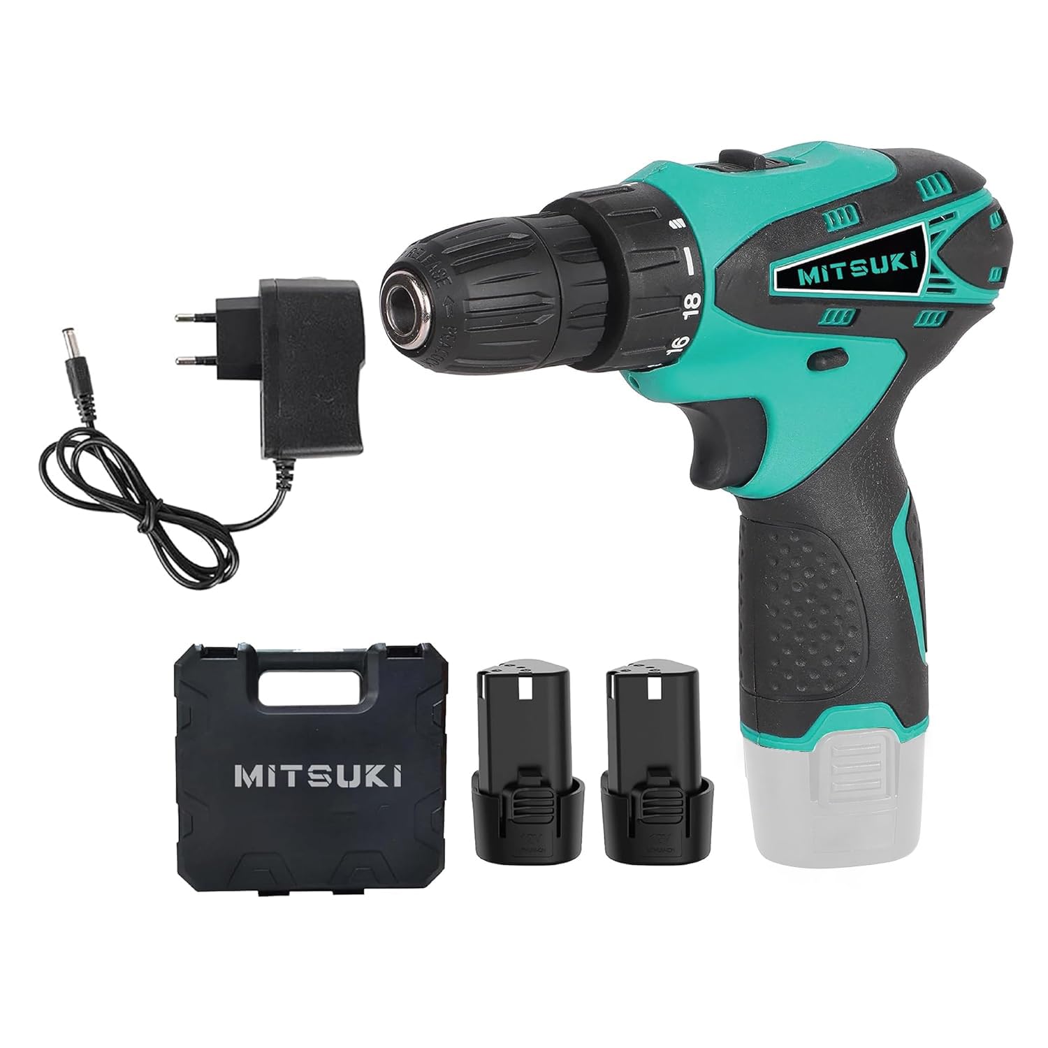 Mitsuki 12V Cordless Screwdriver/Drill Machine | 30 NM | 1300 RPM | 10mm Chuck, 2 Batteries, 1 Charger, 1Case | Suitable for Wood 28mm | Steel 10mm | MI47